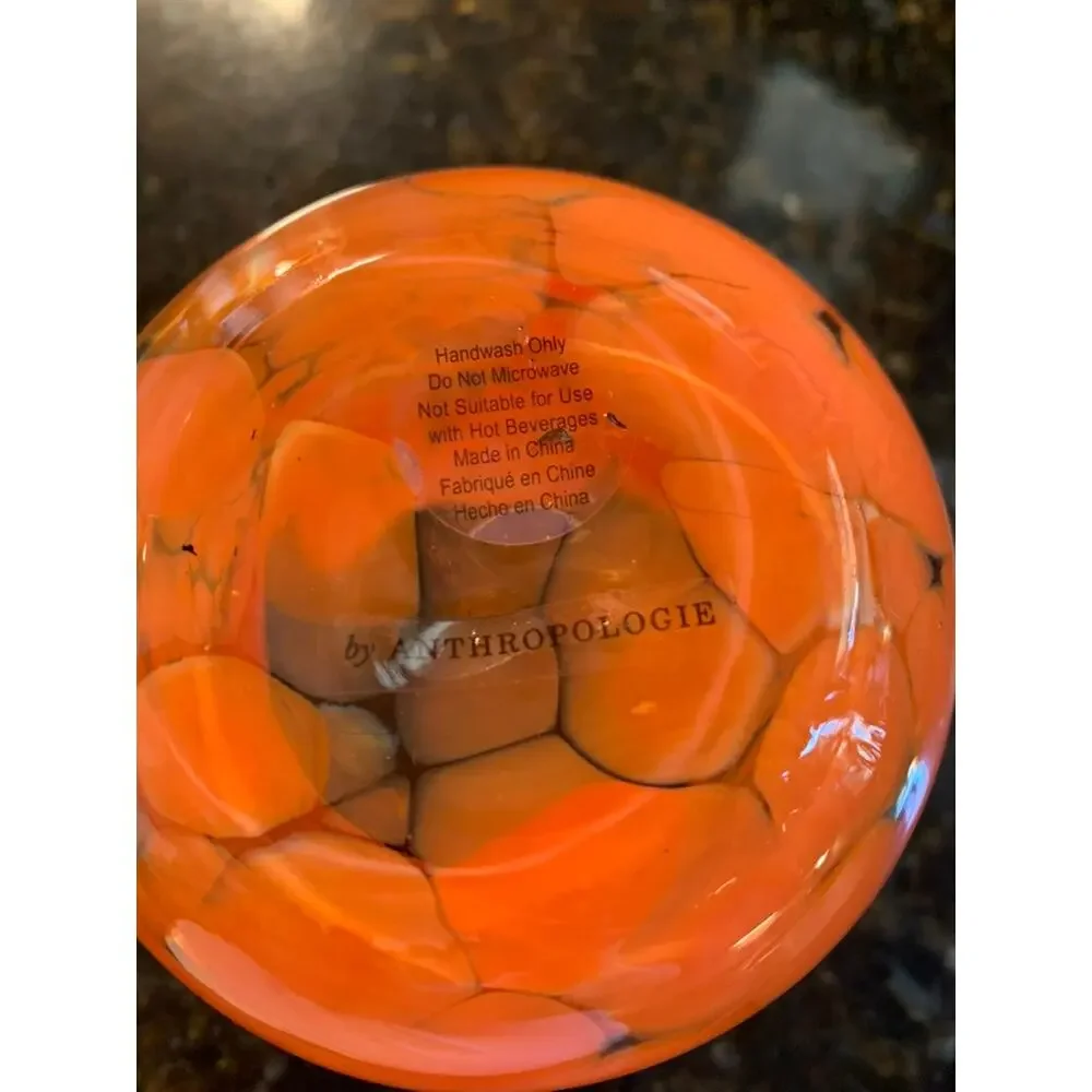 Anthropologie Showgirl Icon Orange Iridescent Star Juice Glass Tumbler Rare